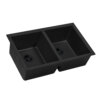 Ruvati 32 x 19 inch Granite Composite Undermount Double Bowl Kitchen Sink - Midnight Black - RVG2388BK