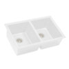 Ruvati 32 x 19 inch Granite Composite Undermount Double Bowl Kitchen Sink - Arctic White - RVG2388WH