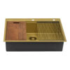 Ruvati 33 inch Polished Brass Matte Gold Workstation Drop-in Topmount Kitchen Sink Single Bowl - RVH5003GG