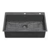 Ruvati 33 x 22 inch Gunmetal Black Stainless Steel Drop-in Topmount Kitchen Sink 16 Gauge Single Bowl - RVH5005BL