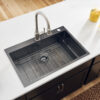 Ruvati 33 x 22 inch Gunmetal Black Stainless Steel Drop-in Topmount Kitchen Sink 16 Gauge Single Bowl - RVH5005BL