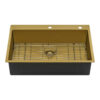 Ruvati 33 x 22 inch Satin Brass Matte Gold Stainless Steel Drop-in Topmount Kitchen Sink Single Bowl - RVH5005GG