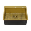 Ruvati 25 inch Polished Brass Matte Gold Drop-in Topmount Kitchen Sink Single Bowl - RVH5007GG