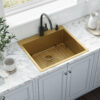 Ruvati 25 inch Polished Brass Matte Gold Drop-in Topmount Kitchen Sink Single Bowl - RVH5007GG