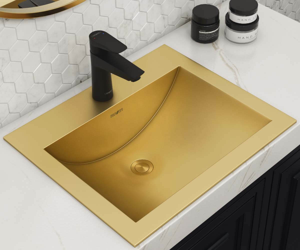 Matte Gold Stainless Steel Bathroom Sink