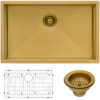 Ruvati 27-inch Undermount Satin Brass Matte Gold Stainless Steel Kitchen Sink 16 Gauge Single Bowl - RVH6127GG Ruvati 27-inch Undermount Satin Brass Matte Gold Stainless Steel Kitchen Sink 16 Gauge Single Bowl - RVH6127GG