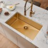 Ruvati 30-inch Undermount Satin Brass Matte Gold Stainless Steel Kitchen Sink 16 Gauge Single Bowl - RVH6300GG Matte Gold Stainless Steel Kitchen Sink