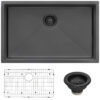 Ruvati 33-inch Undermount Gunmetal Black Stainless Steel Kitchen Sink 16 Gauge Single Bowl - RVH6433BL