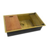 Ruvati 27 inch Polished Brass Matte Gold Workstation Undermount Kitchen Sink Single Bowl - RVH6527GG