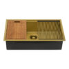 Ruvati 33 inch Polished Brass Matte Gold Workstation Undermount Kitchen Sink Single Bowl - RVH6533GG