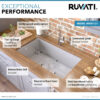 Ruvati 27-inch Undermount 16 Gauge Stainless Steel Kitchen Sink Rounded Corners Single Bowl - RVH7127