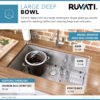 Ruvati 27-inch Undermount 16 Gauge Stainless Steel Kitchen Sink Rounded Corners Single Bowl - RVH7127