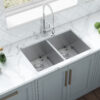 Ruvati 30-inch Undermount 50/50 Double Bowl Zero Radius 16 Gauge Stainless Steel Kitchen Sink - RVH7350
