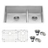 Ruvati 33-inch Low-Divide Undermount 60/40 Double Bowl 16 Gauge Rounded Corners Stainless Steel Kitchen Sink - RVH7419 Ruvati 33-inch Low-Divide Undermount 60/40 Double Bowl 16 Gauge Rounded Corners Stainless Steel Kitchen Sink - RVH7419