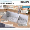 Ruvati 33-inch Low-Divide Undermount 60/40 Double Bowl 16 Gauge Rounded Corners Stainless Steel Kitchen Sink - RVH7419 Ruvati 33-inch Low-Divide Undermount 60/40 Double Bowl 16 Gauge Rounded Corners Stainless Steel Kitchen Sink - RVH7419
