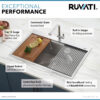 Ruvati 33 x 22 inch Workstation Ledge Drop-in 16 Gauge Rounded Corners Stainless Steel Kitchen Sink Single Bowl - RVH8003