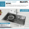 Ruvati 33 x 22 inch Workstation Ledge Drop-in 16 Gauge Rounded Corners Stainless Steel Kitchen Sink Single Bowl - RVH8003