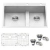 Ruvati 33-inch Drop-in Low Platform-Divide Zero Radius 60/40 Double Bowl 16 Gauge Topmount Kitchen Sink - RVH8059 Ruvati 33-inch Drop-in Low Platform-Divide Zero Radius 60/40 Double Bowl 16 Gauge Topmount Kitchen Sink - RVH8059