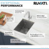 Ruvati 15" Workstation Bar Prep Sink Ledge Undermount 16 Gauge Stainless Steel Single Bowl - RVH8304