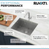 Ruvati 23" Workstation Ledge Bar Prep Kitchen Sink Undermount 16 Gauge Stainless Steel Single Bowl - RVH8308