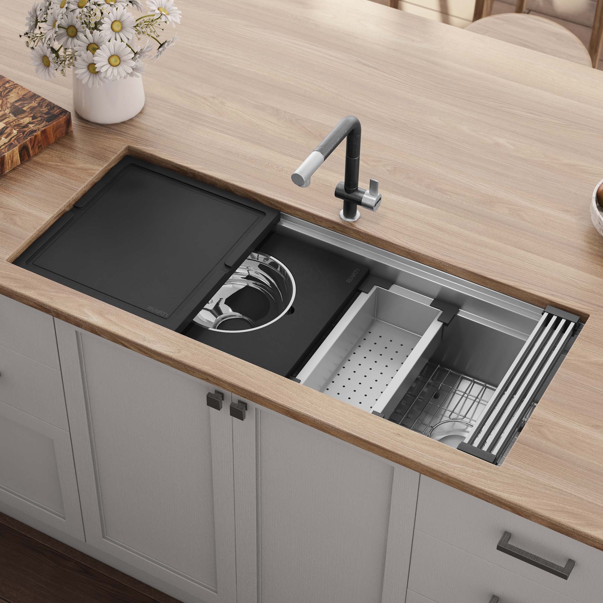 Dual-Tier Workstation Kitchen Sink