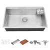 Ruvati 32-inch Glass Rinser and Sink Combo Workstation Ledge Undermount 16 Gauge Stainless Steel Kitchen Sink Single Bowl - RVH8512