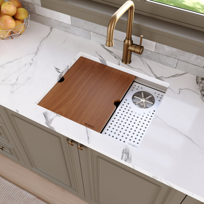 Ruvati Glass Rinser and Sink Combo 22 inch Workstation for Wet Bar Bottle Washer Undermount - RVH8542ST Ruvati Glass Rinser and Sink Combo 22 inch Workstation for Wet Bar Bottle Washer Undermount - RVH8542ST