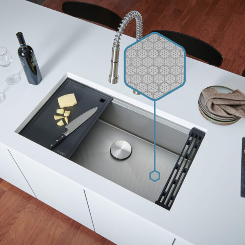Ruvati® HexBottom™ 30-inch Workstation Scratch Resistant Embossed Texture Kitchen Sink Stainless Steel - RVH8630