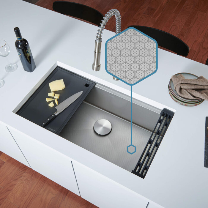 Ruvati® HexBottom™ 30-inch Workstation Scratch Resistant Embossed Texture Kitchen Sink Stainless Steel - RVH8630