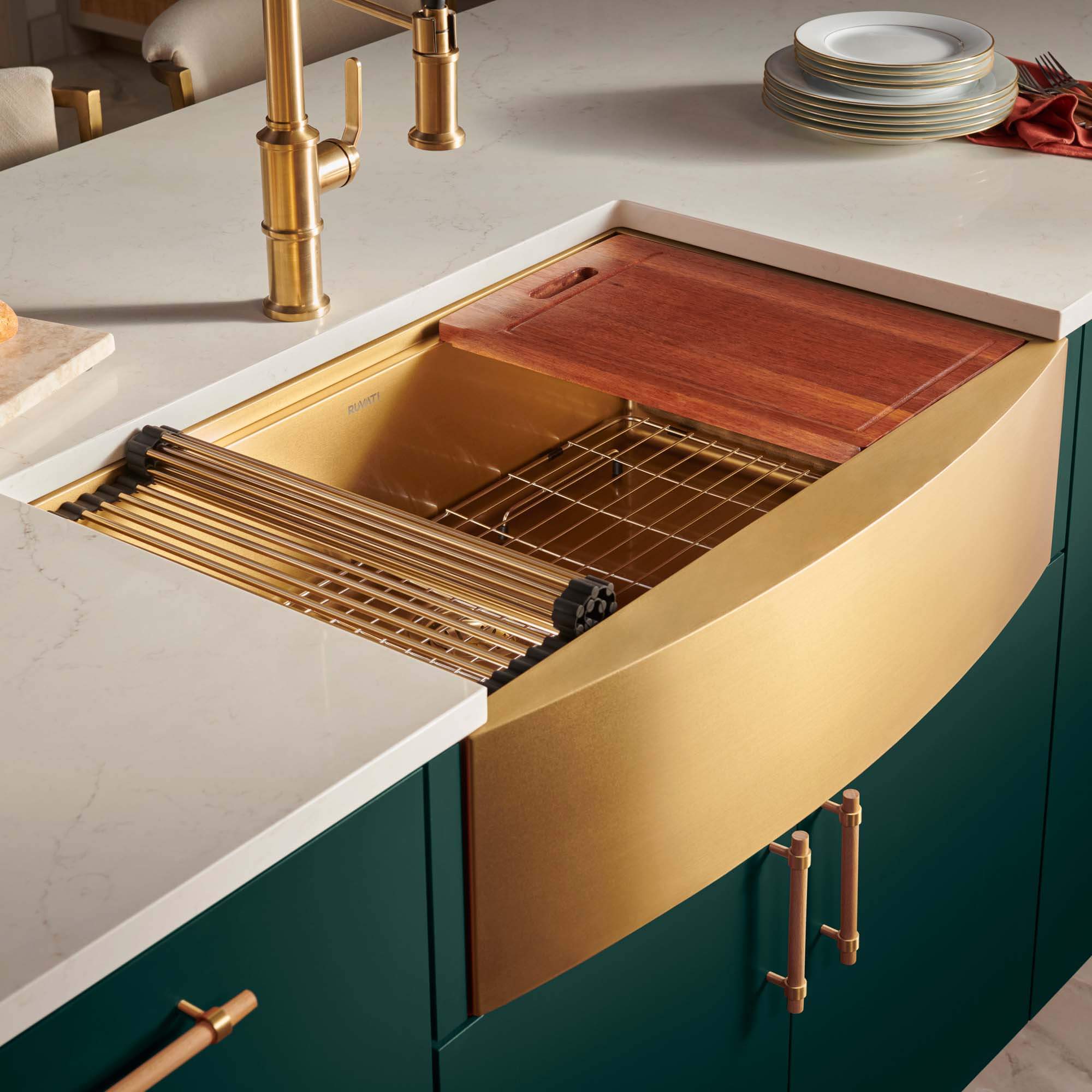 Matte Gold Apron-Front Sink
