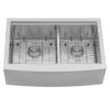 Ruvati 33" Apron-front Workstation Low-Divide Double Bowl 60/40 Farmhouse Kitchen Sink 16 Gauge Stainless Steel - RVH9201 Ruvati 33" Apron-front Workstation Low-Divide Double Bowl 60/40 Farmhouse Kitchen Sink 16 Gauge Stainless Steel - RVH9201