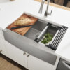 Ruvati 36-inch Apron-front Workstation Farmhouse Kitchen Sink 16 Gauge Stainless Steel Single Bowl - RVH9300 Workstation Farmhouse / Apron-Front Sink