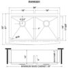 Ruvati 36" Apron-front Workstation Low-Divide Double Bowl 50/50 Farmhouse Kitchen Sink 16 Gauge Stainless Steel - RVH9301
