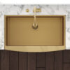 Ruvati 30-inch Apron-Front Farmhouse Kitchen Sink - Brass Tone Matte Gold Stainless Steel Single Bowl - RVH9660GG