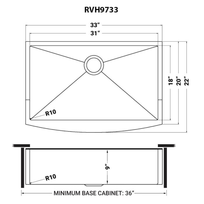 Ruvati 33-inch Apron-Front Farmhouse Kitchen Sink - Brass Tone Matte Gold Stainless Steel Single Bowl - RVH9733GG