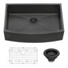 Ruvati 36-inch Apron-Front Farmhouse Kitchen Sink - Gunmetal Black Matte Stainless Steel Single Bowl - RVH9880BL