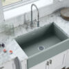 Ruvati 30 x 20 inch Fireclay Reversible Farmhouse Apron-Front Kitchen Sink Single Bowl - Horizon Gray - RVL2100GR Ruvati 30 x 20 inch Fireclay Reversible Farmhouse Apron-Front Kitchen Sink Single Bowl - Horizon Gray - RVL2100GR