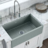Ruvati 33 x 20 inch Fireclay Reversible Farmhouse Apron-Front Kitchen Sink Single Bowl - Horizon Gray - RVL2300GR Horizon Gray Reversible Fireclay Sink