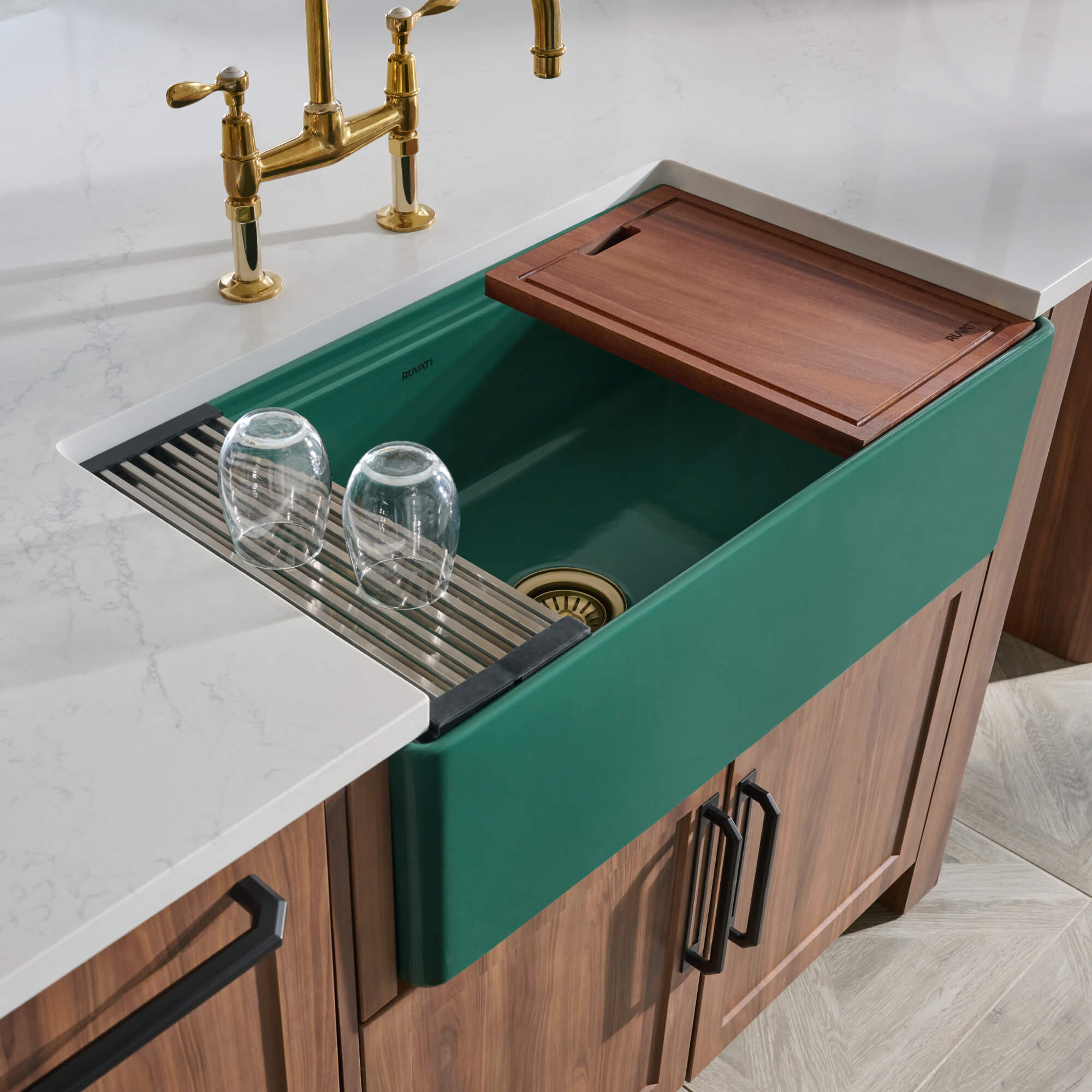 Emerald Green Workstation Fireclay Sink