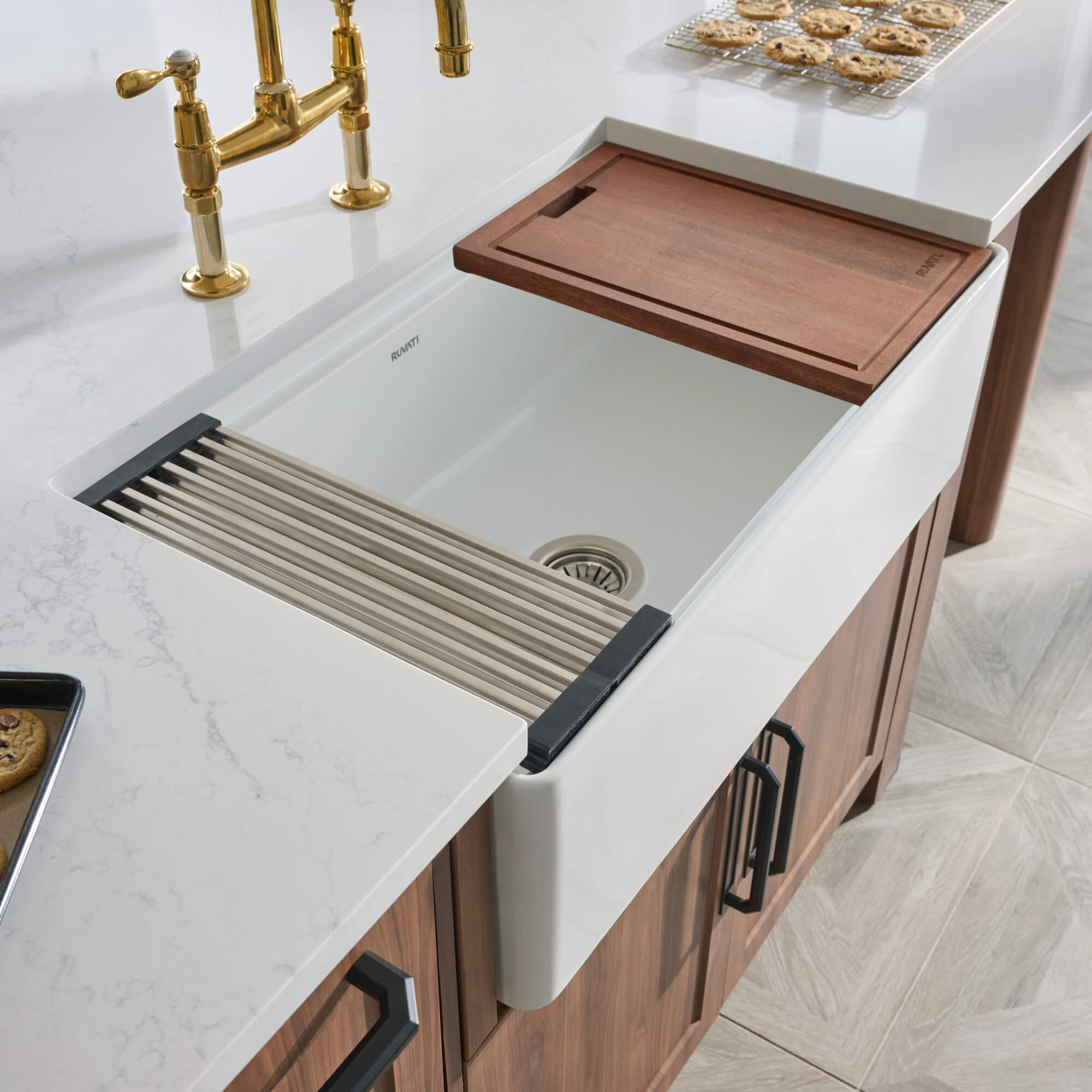 White Workstation Fireclay Sink