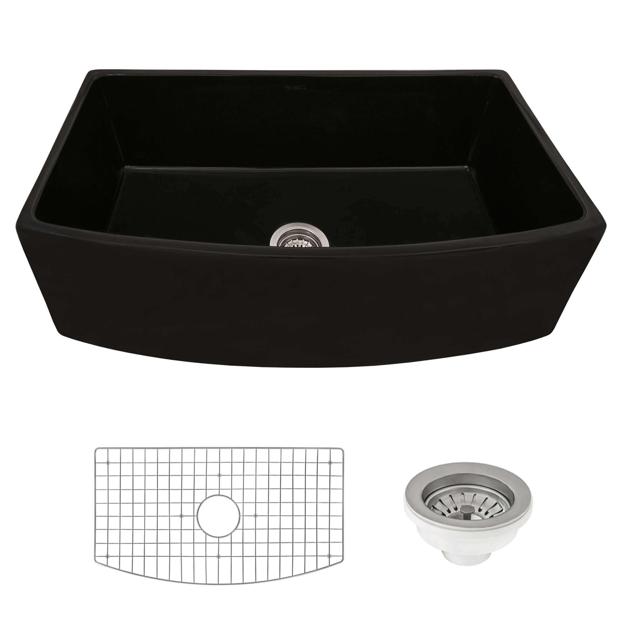 Black Bow Front Fireclay Kitchen Sink