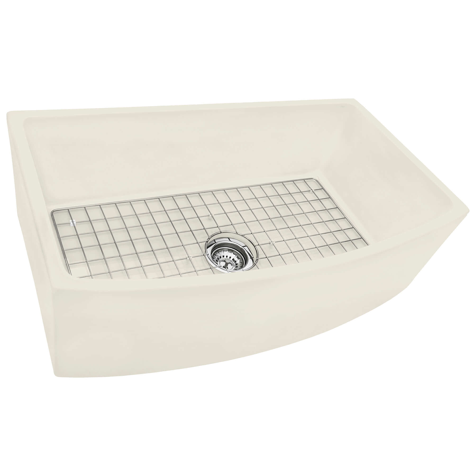 Biscuit Bow Front Curved Fireclay Sink