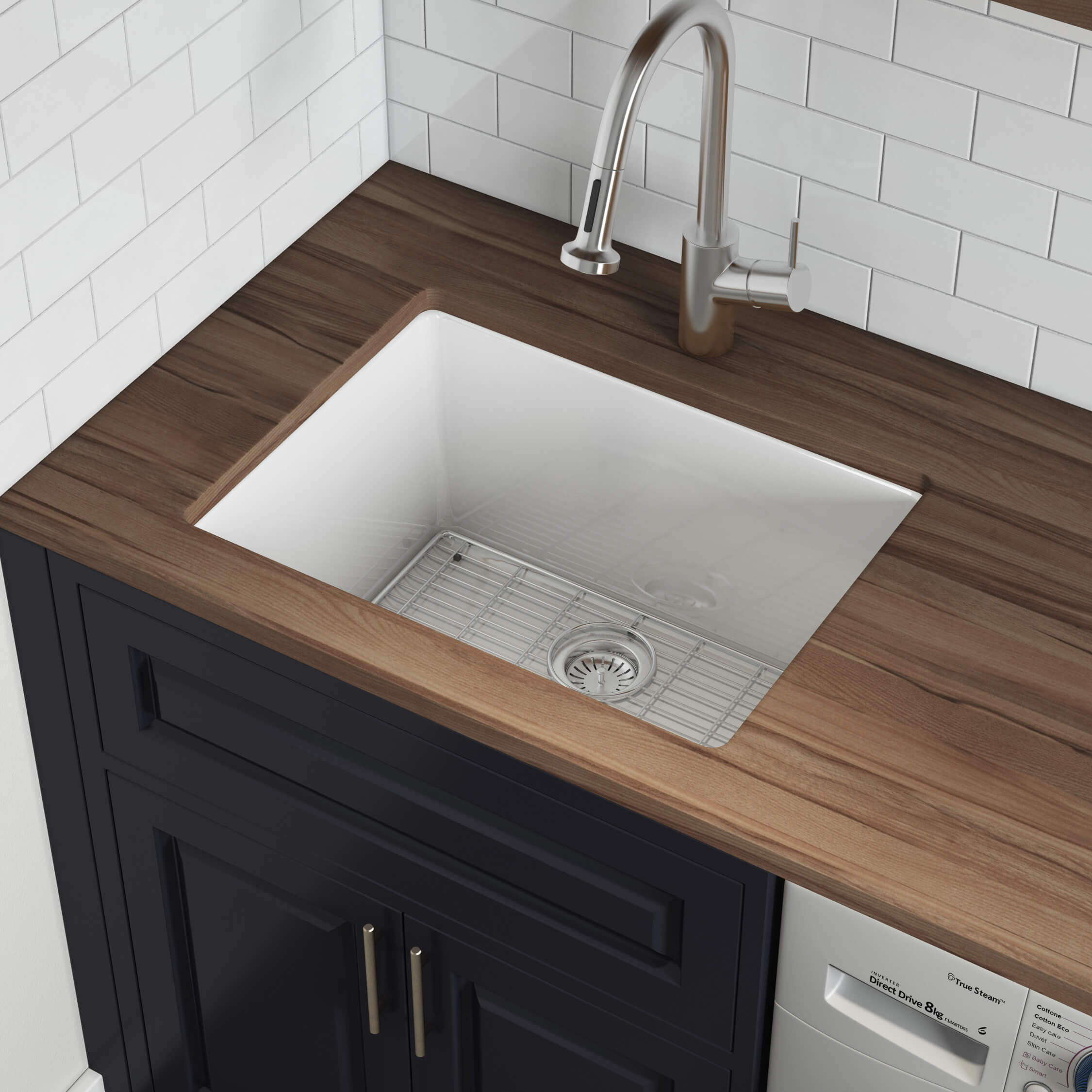 White Dual Mount Fireclay Sink