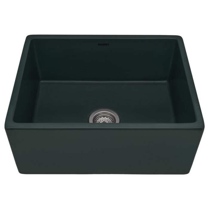 Ruvati 23-inch Fireclay Farmhouse Kitchen Laundry Utility Sink Single Bowl - Emerald Green - RVL2468EG