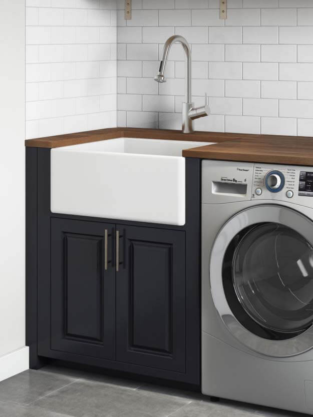 Farmhouse Style for the Laundry Room: Small Size Delivers Big Style With New Fiamma 23-inch Fireclay Sink By Ruvati