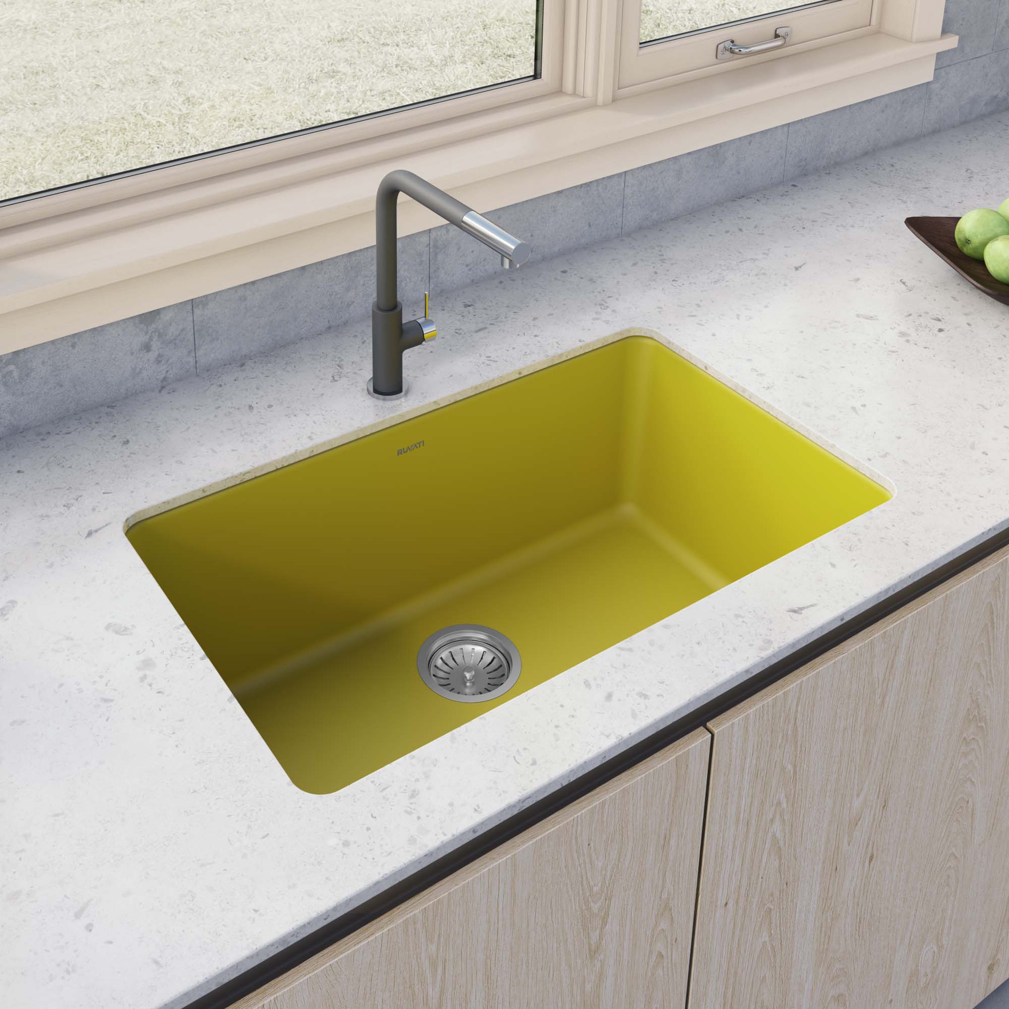 Tuscan Yellow Dual Mount Fireclay Sink