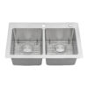 Ruvati 33 x 22 inch Drop-in Topmount Kitchen Sink 16 Gauge Stainless Steel 50/50 Double Bowl - RVM5150 Ruvati 33 x 22 inch Drop-in Topmount Kitchen Sink 16 Gauge Stainless Steel 50/50 Double Bowl - RVM5150