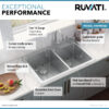 Ruvati 33 x 22 inch Drop-in Topmount Kitchen Sink 16 Gauge Stainless Steel 60/40 Double Bowl - RVM5166 Ruvati 33 x 22 inch Drop-in Topmount Kitchen Sink 16 Gauge Stainless Steel 60/40 Double Bowl - RVM5166