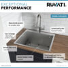 Ruvati Topmount Laundry Utility Sink 25" x 22" x 12" Deep 16 Gauge Stainless Steel - RVU6010