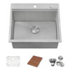 Ruvati 25 x 22 x 12 inch Drop-in Topmount Laundry Utility Workstation Sink 16 Gauge Stainless Steel - RVU6425